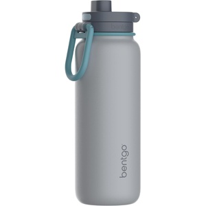 Bentgo Flip 2-in-1 Straw & Chug Leak-Proof Insulated Water Bottle, 24 fl oz(Gray Surf)