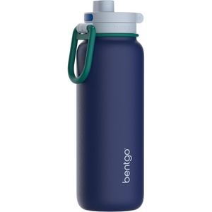 Bentgo Flip 2-in-1 Straw & Chug Leak-Proof Insulated Water Bottle, 24 fl oz(Prep Blue)