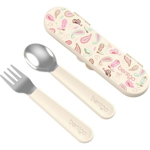 Bentgo Kids Plastic Utensil Set with Fork, Spoon, & Storage Case(Cowgirl Dreams)