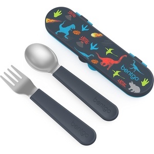 Bentgo Kids Plastic Utensil Set with Fork, Spoon, & Storage Case(Dino)
