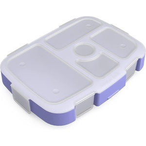 Bentgo Kids Prints Tray with Transparent Cover, 5-Compartment, BPA-Free(Carousel Unicorns)