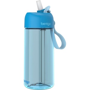 Bentgo Kids Water Bottle – Leak-Proof, Durable Tritan PFAS- & BPA-Free 15 fl oz, Kids/Toddlers Ages 3+ for School & Sports; Bite & Sip Spout, Carrying Handle, Dishwasher Safe (NEW Blooming Floral)(Blue)