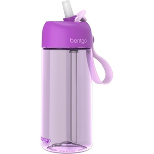 Bentgo Kids Water Bottle – Leak-Proof, Durable Tritan PFAS- & BPA-Free 15 fl oz, Kids/Toddlers Ages 3+ for School & Sports; Bite & Sip Spout, Carrying Handle, Dishwasher Safe (NEW Blooming Floral)(Purple)
